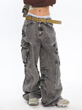 Acid Washed Baggy Cargo Jeans