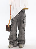 Acid Washed Baggy Cargo Jeans