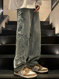 Men's Star Patchwork Loose Straight Leg Jean