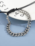 Men's Hip Pop Stainless Steel Cord Woven Bracelet