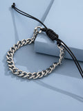 Men's Hip Pop Stainless Steel Cord Woven Bracelet