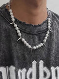 Men's Punk Faux Pearl Stud Splice Necklace