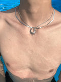 Collier à pendentif soleil double couche pour hommes