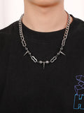 Men's Punk Stud Bead Splice Necklace