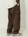 Men's Corduroy Flap Pocket Lace Up Cargo Pants