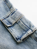 Jean cargo délavé multi-poches pour hommes