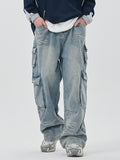 Men's Washed Multi Pocket Cargo Jeans