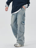 Men's Washed Multi Pocket Cargo Jeans