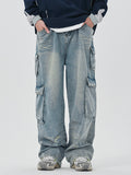 Men's Washed Multi Pocket Cargo Jeans