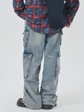 Men's Washed Multi Pocket Cargo Jeans