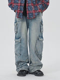 Men's Washed Multi Pocket Cargo Jeans