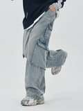 Men's Washed Multi Pocket Cargo Jeans