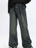 Men's Street Blue Wash Loose Jeans