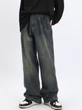 Men's Street Blue Wash Loose Jeans