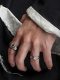 Men's 2Pcs Silver Textured Cuff Ring