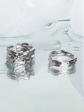 Men's 2Pcs Silver Textured Cuff Ring