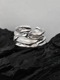 Men's 2Pcs Silver Textured Cuff Ring