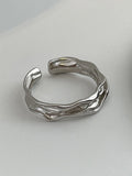 Men's 2Pcs Silver Textured Cuff Ring