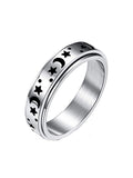 Men's 1Pc Rotatable Engraved Moon Star Stainless Steel Ring