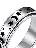 Men's 1Pc Rotatable Engraved Moon Star Stainless Steel Ring