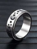 Men's 1Pc Rotatable Engraved Moon Star Stainless Steel Ring