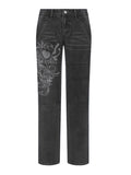 Washed Heart Pattern Cargo Jeans