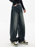 Dunkel verwaschene Vintage-Baggy-Boyfriendjeans