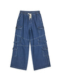 Punk Blue Wash Baggy Cargo Jeans