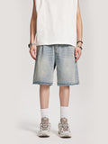 Lockere Jeansshorts im geraden Stil der amerikanischen High Street-Modemarke