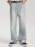 Trendy Washed Straight Loose Jeans