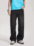 Trendy Washed Straight Loose Jeans