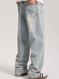 Trendy Washed Straight Loose Jeans