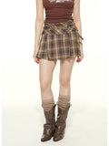 Retro All-Match Plaid Mini Skirts