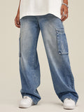 Men's Straight American Fashion Brand Washed Loose Jeans