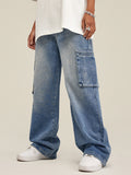 Men's Straight American Fashion Brand Washed Loose Jeans