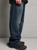 Men's Pure Cotton Basic Dark Blue Boyfriend Jeans