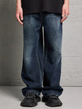 Men's Pure Cotton Basic Dark Blue Boyfriend Jeans