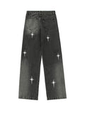 American High Street – Lockere Jeans mit Sternen-Print im Used-Look