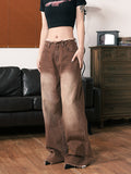 Raw Edge Tassel Straight Wide Leg Boyfriend Jeans