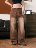 Raw Edge Tassel Straight Wide Leg Boyfriend Jeans