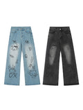 American Retro Cute Print Boyfriend Jeans