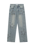 Five-Pointed Star Patch Embroidery Loose Jeans