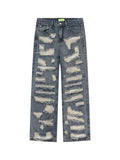 Distressed Washed Heavily Damaged Loose Jeans