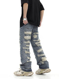 Distressed Washed Heavily Damaged Loose Jeans