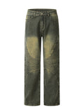 Vintage Washed Yellow Mud Loose Jeans