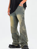 Vintage Washed Yellow Mud Loose Jeans