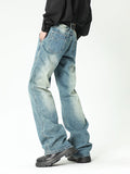 Spliced ??Zipper Wash Loose Jeans