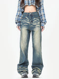 Cat Whiskers Washed Vintage Straight Flare Jeans