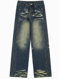 Cat Whiskers Washed Vintage Straight Flare Jeans