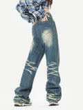 Cat Whiskers Washed Vintage Straight Flare Jeans